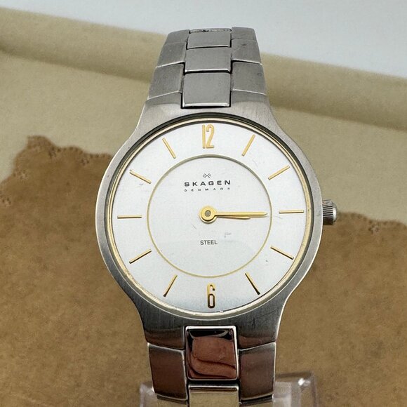 Skagen of Denmark Vintage Stainless Steel Link Bracelet Stainless Steel Watch